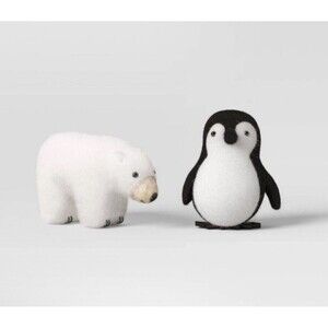 Target Wondershop Christmas Felted WoolPenguin & Polar Bear Figurines Set of 2